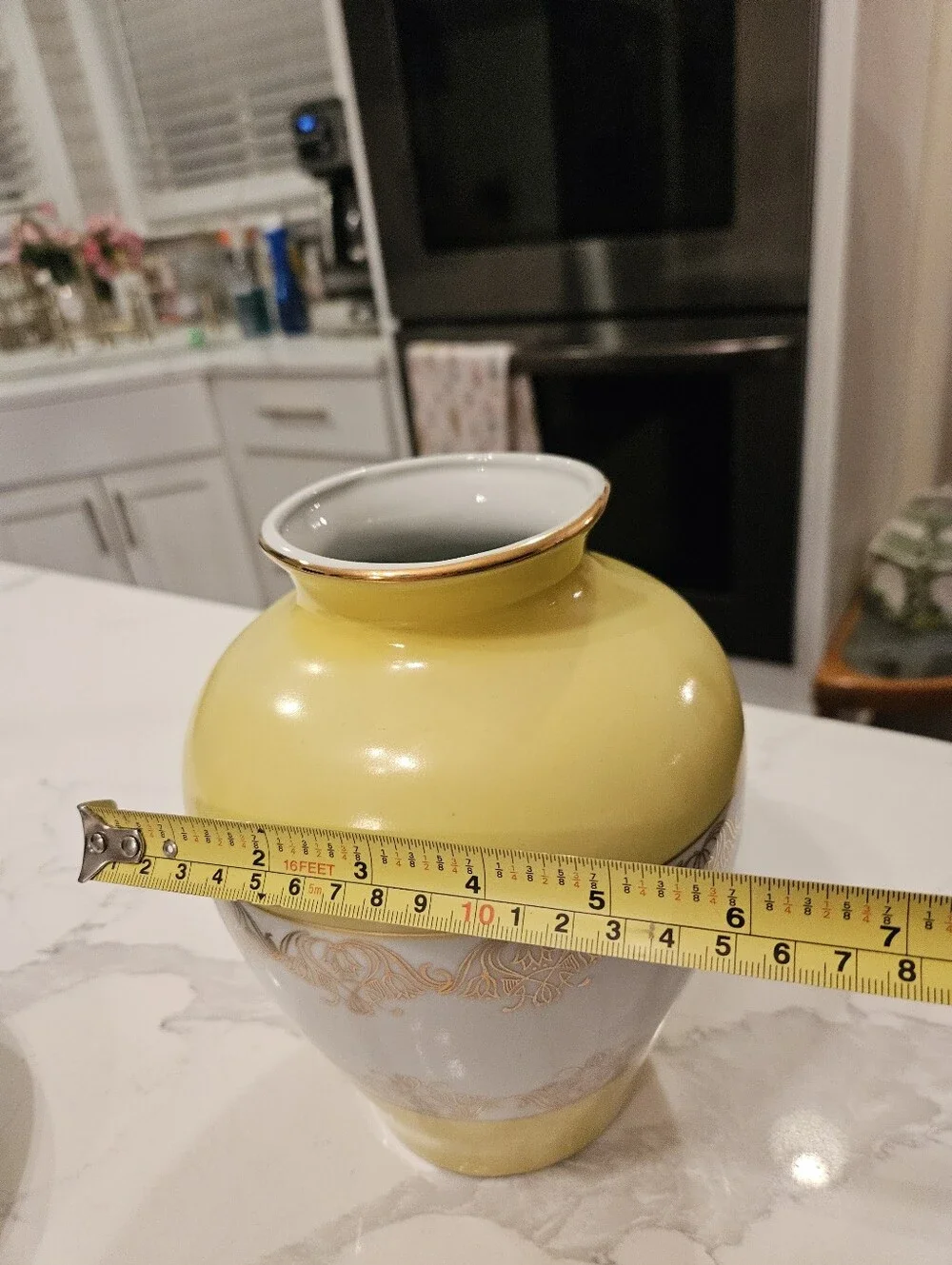 Vintage Chodziez Porcelain Vase Yellow Gold